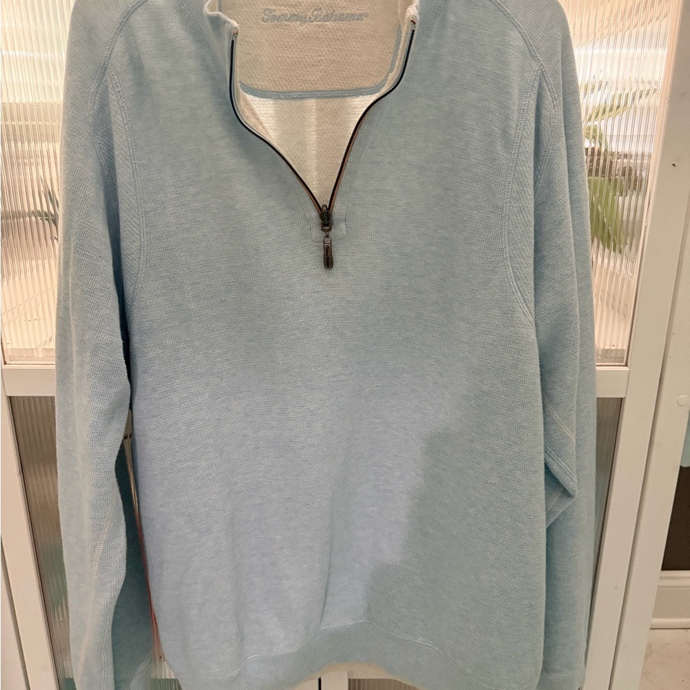 Tommy Bahama Pale Blue Half-Zip Sweater